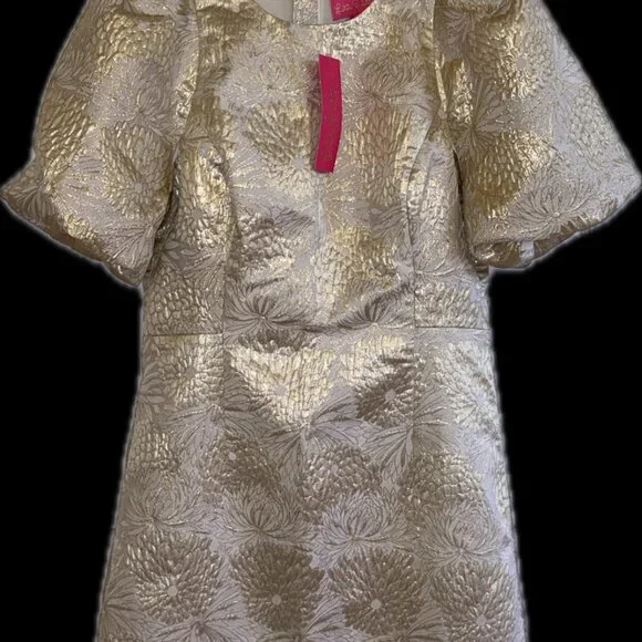 Lilly Pulitzer Ailani Dress Gold Metallic Shift - Size 12 - NWT - MSP $278 - Picture 12 of 14